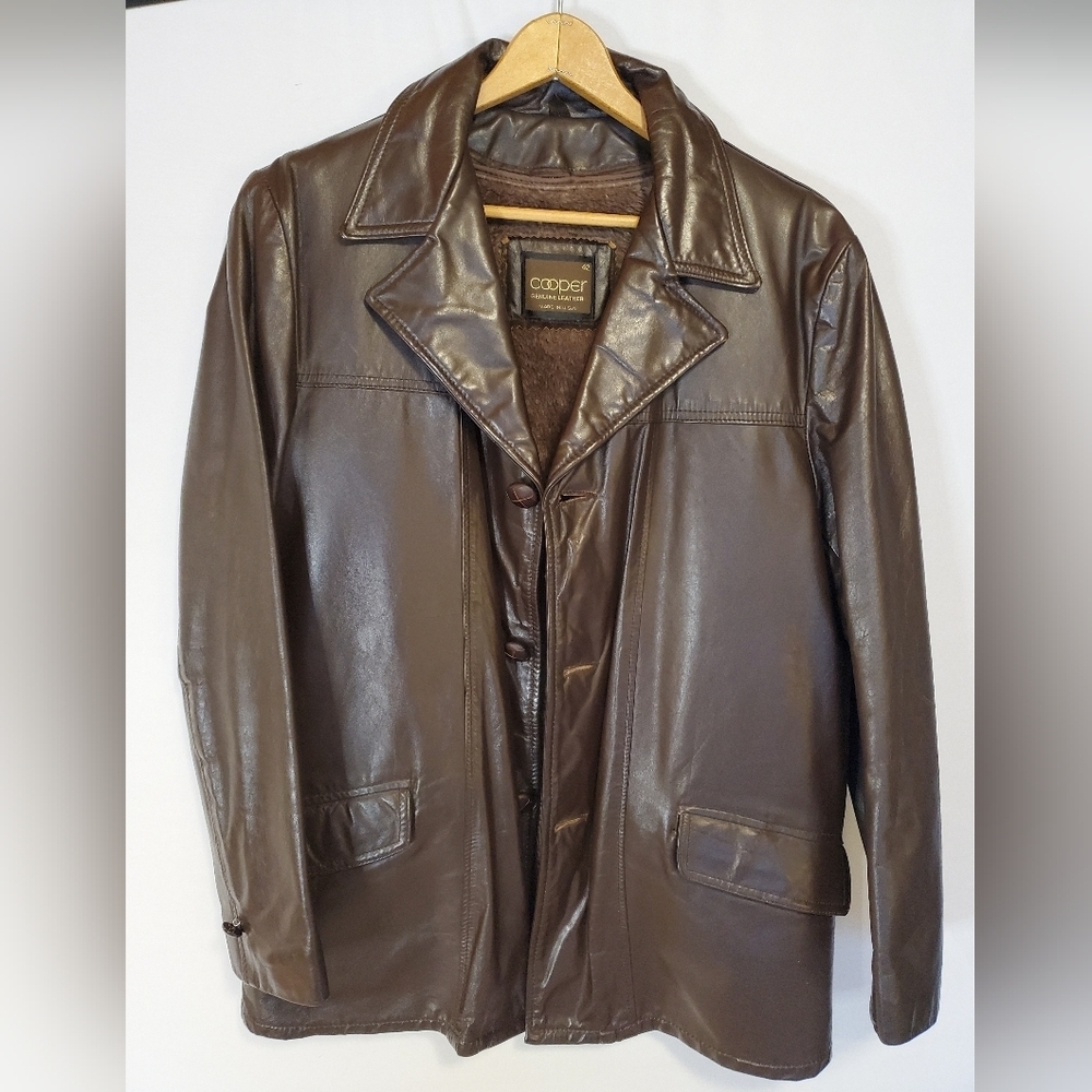 Cooper Vintage 70s Brown Leather Mens Jacket